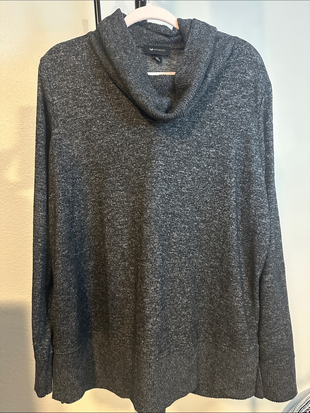AB Studio Charcoal Gray Cowl Neck Sweater